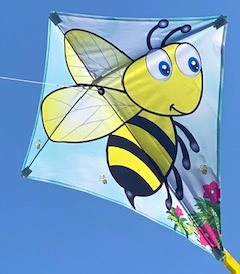 Diamond kite with Black and Yellow Bumble Bee pattern